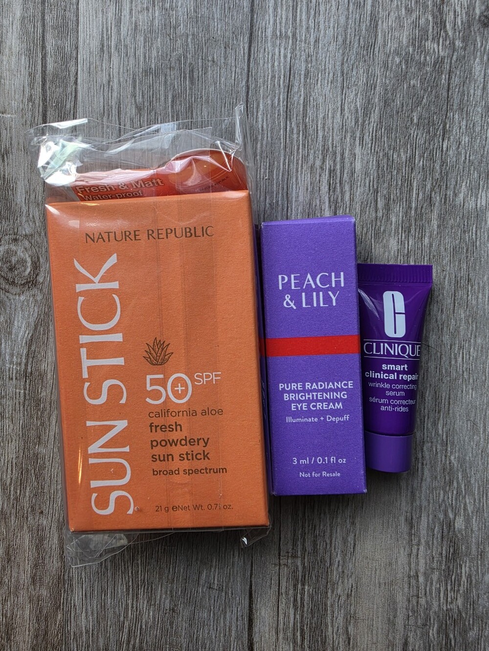 Clinique Smart & Nature Republic Aloe Fresh Sun SPF50+ & Peach & Lily Eye Cream